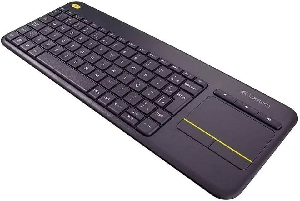 Teclado sem fio Logitech K400 Plus TV com Controle Easy Media e Touchpad Integrado, Conexão USB Unifying e Layout ABNT2