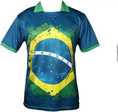 Camisa Gola Polo Brasil na Cor Azul – Vestuário Confortável Unissex para Copa do Mundo – Ideal para Treino de Futebol, Lazer e Uso Casual (Tamanho M)