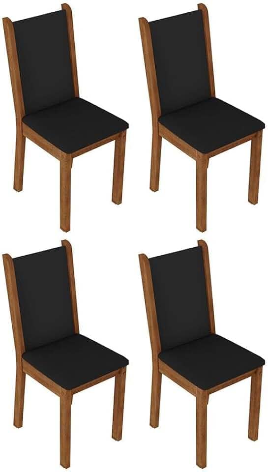 Kit 4 Cadeiras de Jantar 4291 Rustic/preto Madesa