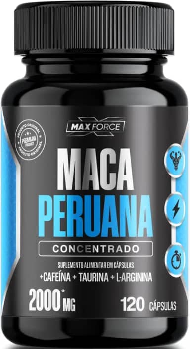 Maca Peruana 2000mg 120 Cápsulas Composta Com L - Argina, Taurina e Cafeína Para Musculação e Fitness