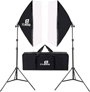 SOU FOTO Kit Softbox Duplo para Iluminação Profissional, Luz Suave 50x70cm, Tripé Ajustável até 2m, Estúdio Fotográfico e Vídeo, Bolsa Inclusa, Ideal para Fotos, Vídeos e Lives
