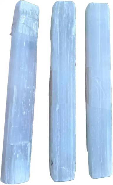 Kit 3 Cubos de Pedra Selenita Bruta Natural | Bastão Selenita 6 cm | Energia de Limpeza | Purificação de Ambientes | Harmonização Energética | Cristal Natural | Propriedades Espirituais