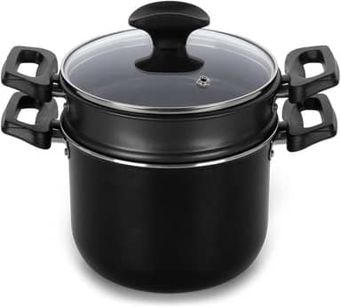 Multiflon Cuscuzeira de Aluminio 16 Centimetros Com Tampa de Vidro Linha Induct+ Resistente Eficiente Durável e Saudável