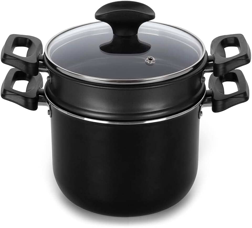 Multiflon Cuscuzeira de Aluminio 16 Centimetros Com Tampa de Vidro Linha Induct+ Resistente Eficiente Durável e Saudável