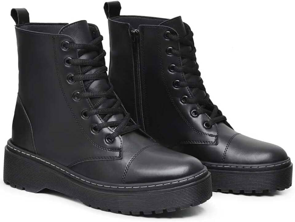 Bota Coturno Ziper Feminina Plataforma Blogueira Confortável Ever Way