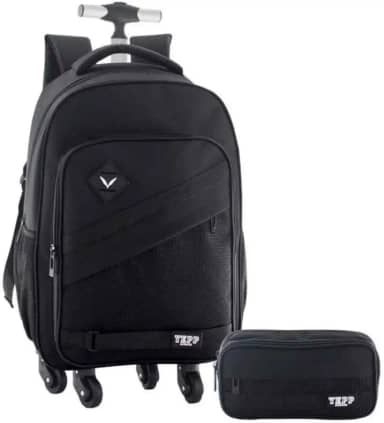 Kit Mochila 20” Com 4 Rodas 360 Escolar Juvenil Masculino Combino Conforto E Praticidade (Preto)