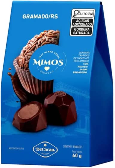 Mimos DeCacau - 2 caixas bombom trufado 60g cada - Sem Glúten | Chocolate Gramado | Seguro Celíacos (Brigadeiro)