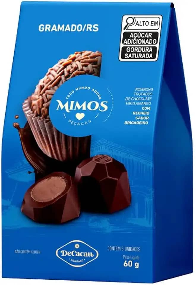 Mimos DeCacau - 2 caixas bombom trufado 60g cada - Sem Glúten | Chocolate Gramado | Seguro Celíacos (Brigadeiro)