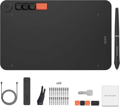 VEIKK Mesa Digitalizadora Tablet gráfico Voila L 25,4 x 15,2 cm, tablet de arte digital com 4 teclas de teclado personalizadas substituíveis, 8.192 níveis para Windows/Mac OS/Linux/Chromebook