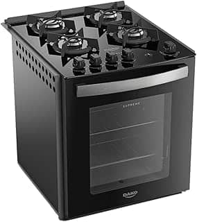 Fogão de Embutir 4 Bocas Preto com Mesa de Vidro Dako Supreme Bivolt