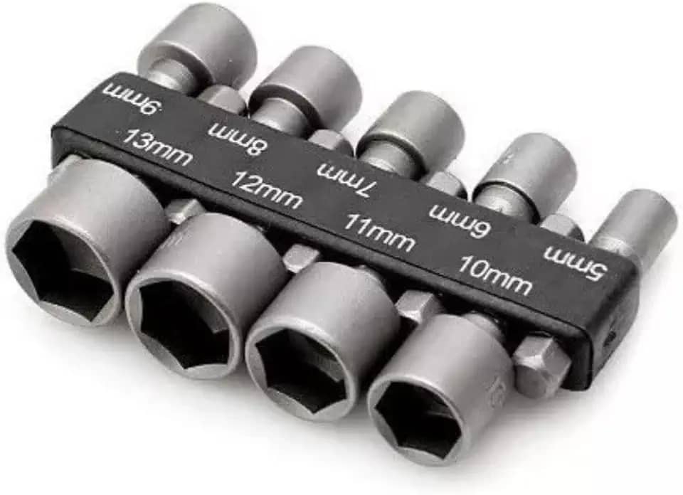 JOGO COM 9 SOQUETE CANHAO PARAFUSADEIRA 5MM A 13MM