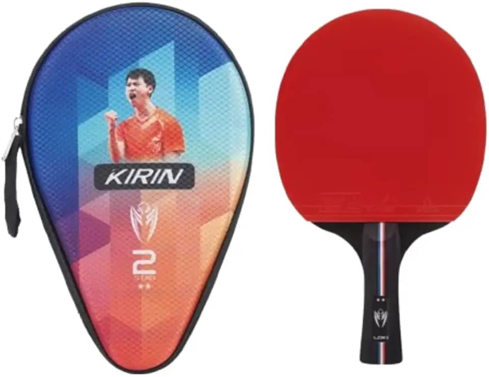 Raquete Tênis de Mesa 2 Estrelas Profissional Clássica Ping Pong Marca Loki Modelo Kirin K2 Aprovado ITTF + Capa de Raquete Raqueteira de Proteção