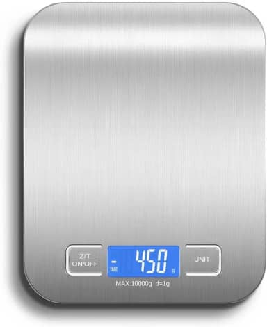 Balança de Cozinha Digital em Inox 10kg – Alta Precisão 1g, Resistente à Água, Base Antiderrapante e Visor LED HD Linha Premium