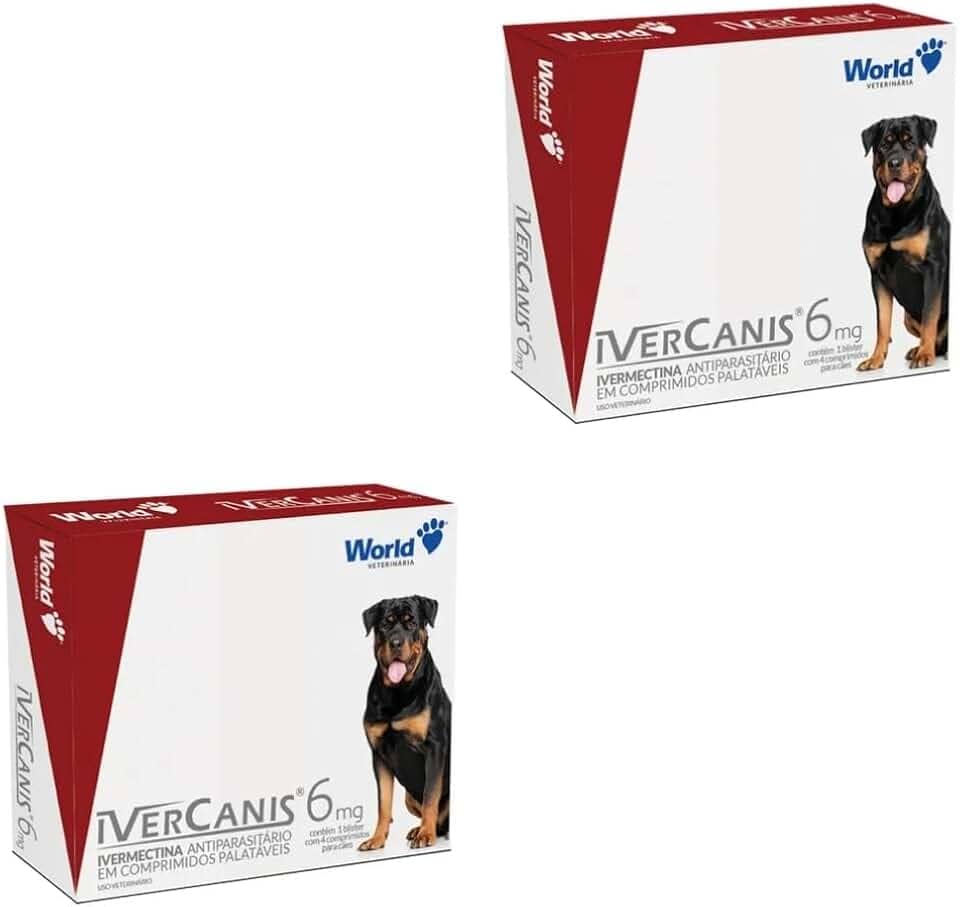 Kit Ivercanis 6mg Sarna Sarcoptica Cães 15 30kg 8 Comprimidos Antiparasitario Pulgas Carrapatos