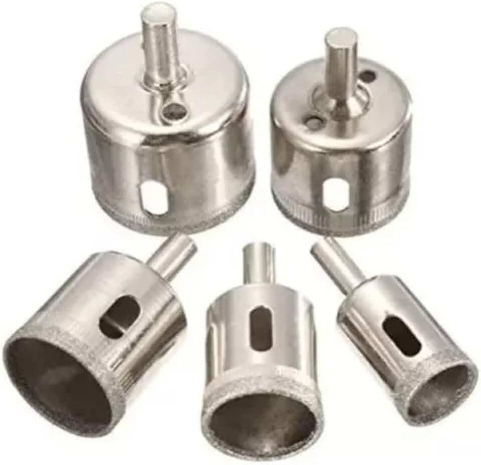 JOGO COM 5 BROCAS DIAMANTADAS 25-50MM CERAMICA VIDRO PISO