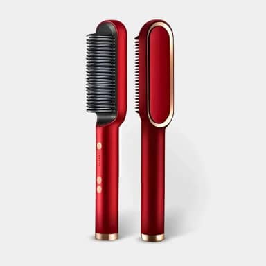 Escova Pente Alisadora 5 em 1 Iônica Bivolt (110V/220V) | Seca, Alisa, Modela e Hidrata Profissionalmente | Cerâmica com 5 Temperaturas e Anti-Frizz. (Vermelho)