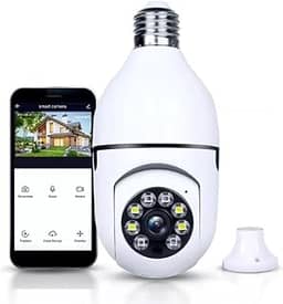 Câmera de Segurança Lâmpada Wi-Fi 360° | Visão Noturna Infravermelha | Áudio Bidirecional | Sensor de Movimento Inteligente | Instalação Fácil em Soquete E27 – Linha Premium