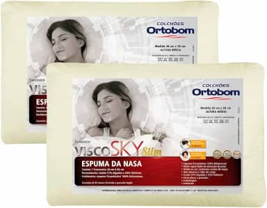 Kit 02 Travesseiros Nasa Antialergico Visco Sky Slim - Ortobom