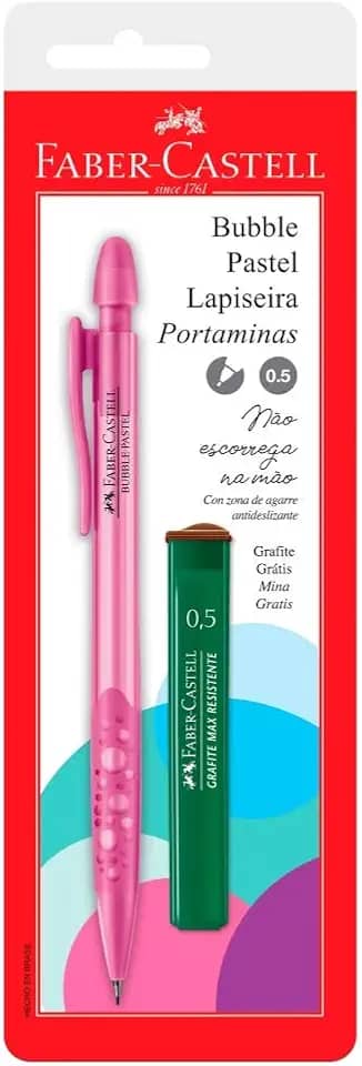Lapiseira 0.5mm Bubble, Faber-Castell,SM/05BBRS, Rosa Pastel, 1 Unidade