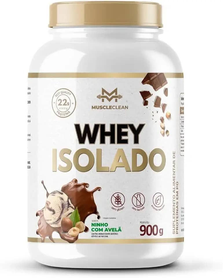 Whey Isolado Muscle Clean Zero Lactose - 900g (Pote, Ninho com Avelã)