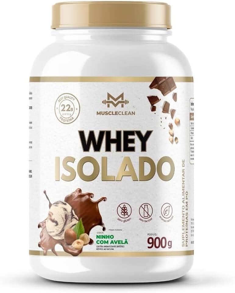 Whey Isolado Muscle Clean Zero Lactose - 900g (Pote, Ninho com Avelã)