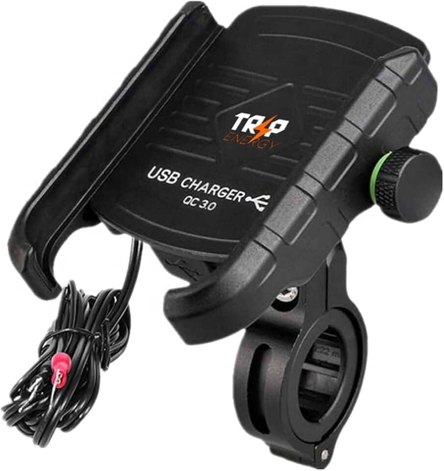Suporte Moto Celular Alumínio Carregamento Usb Turbo QC 3.0 Fixação Retrovisor Guidão Rotação 360º Articulado Gps para Moto