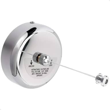 Varal de Parede Retrátil em Aço Inox Com Corda Nylon Recolhivel Extensível Cromado Lavanderia Casa Apartamento Varanda Roupa Prático Discreto - SHACK