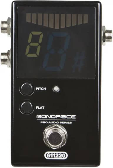 Monoprice Sintonizador de pedal cromático - saídas preto, normal e true-bypass, fácil de afinar seus baixos e guitarras - Série Stage Right