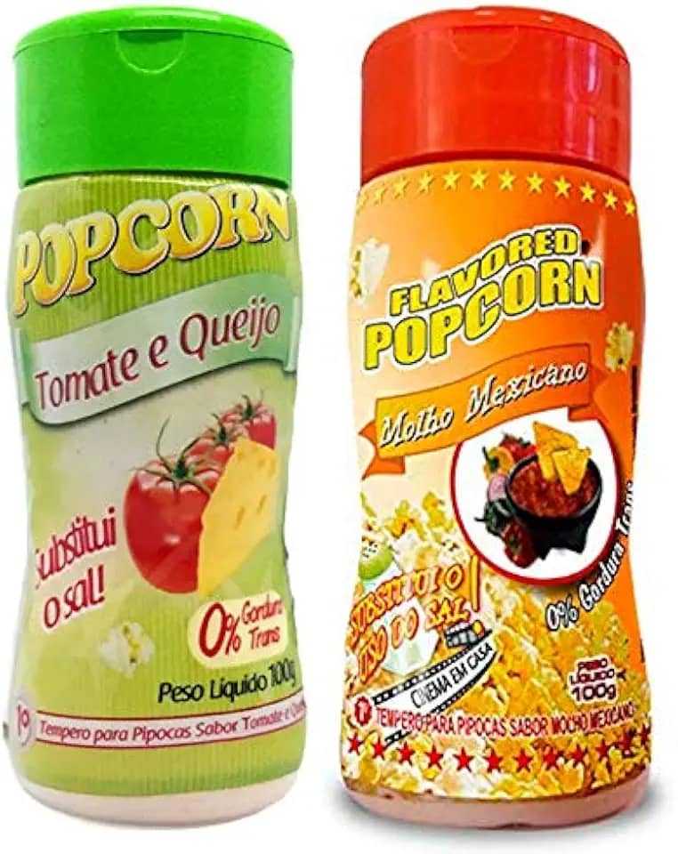 Temperos P/ Pipoca Popcorn Cx 12 Frascos. 6 Tomate e Queijo - 6 Molho Mexicano