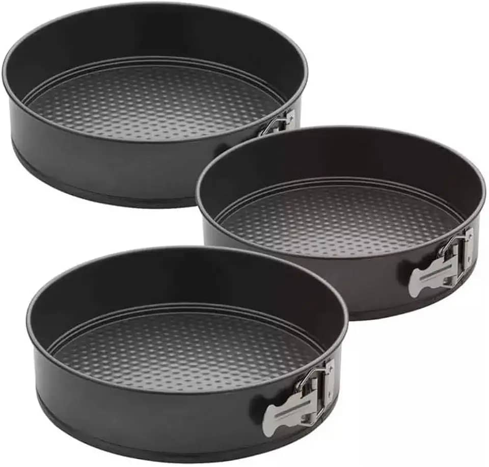 Conjunto 3 Formas Redondas de Alumínio com Fundo Removível Jogo Antiaderente para Bolo e Torta, kit de Assadeiras - 24,26 e 28 cm