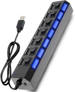 Hub USB 2.0 com 7 Portas – Extensão para PC, Notebook, HD Externo, Pendrive e Periféricos – Conexão Rápida e Prática
