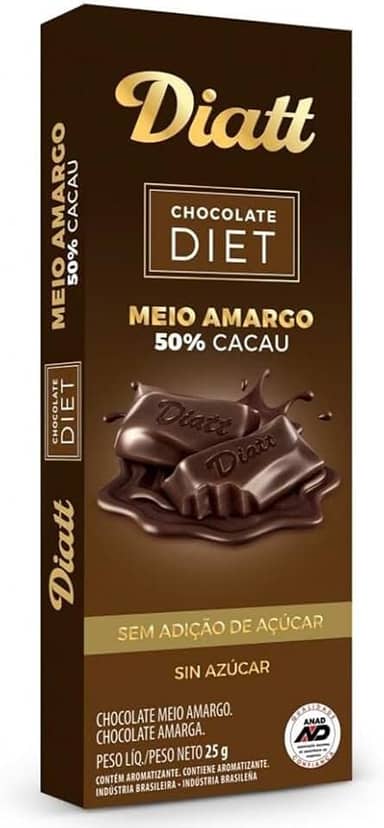 Chocolate Diatt Meio Amargo 50% Cacau Diet 25g