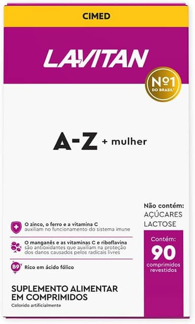 Multivitamínico Lavitan AZ Para Mulher Com 90 Comprimidos