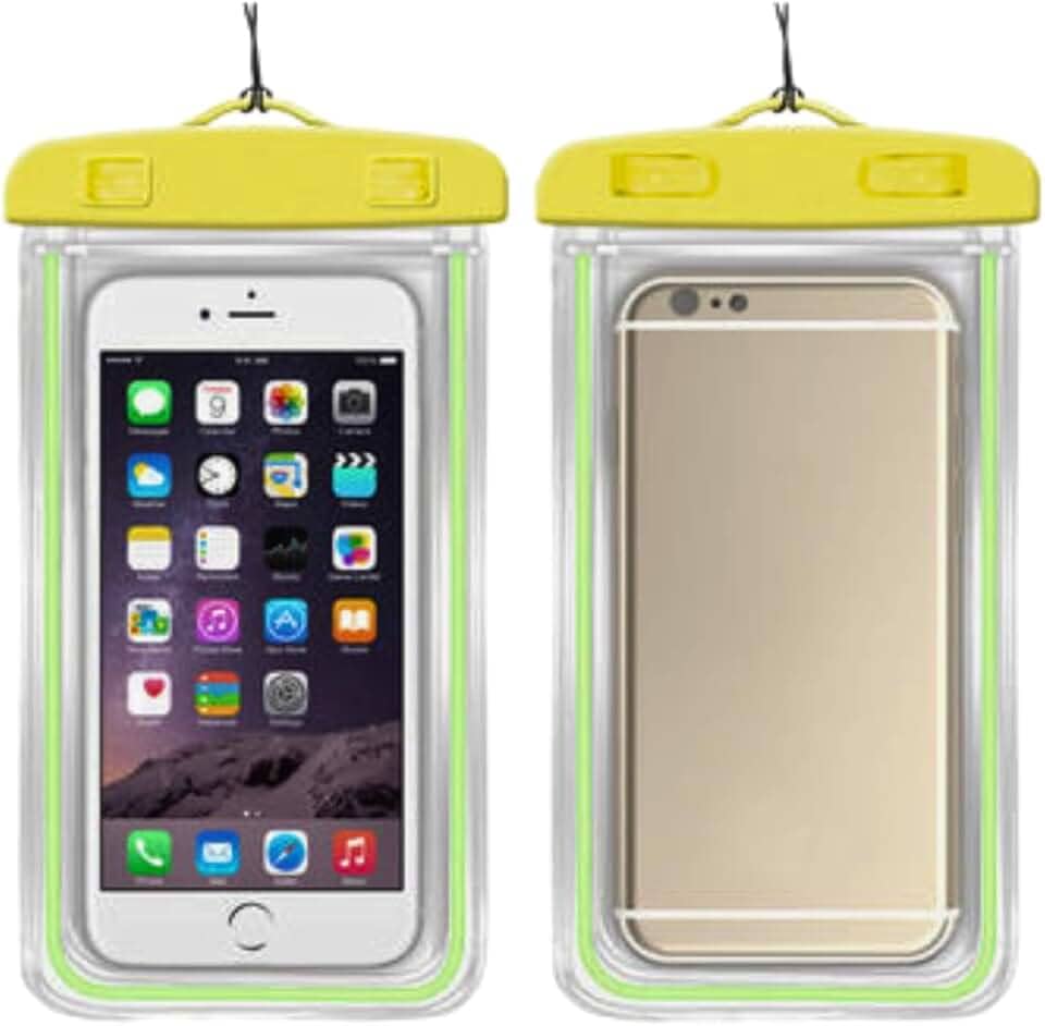 Capa Case para Celular a Prova D'Água Impermeável Transparente Universal Proteção Completa IPX8 Sensível ao Toque Ideal para Praia Trilhas Piscina Viagens (AMARELA)