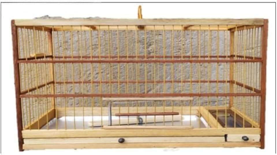 Gaiola quadrada em Madeira e Fibra para Aves: Coleira, Bigodinho, Pintassilgo, Papa-capim, Caboclinho, Canário e outras