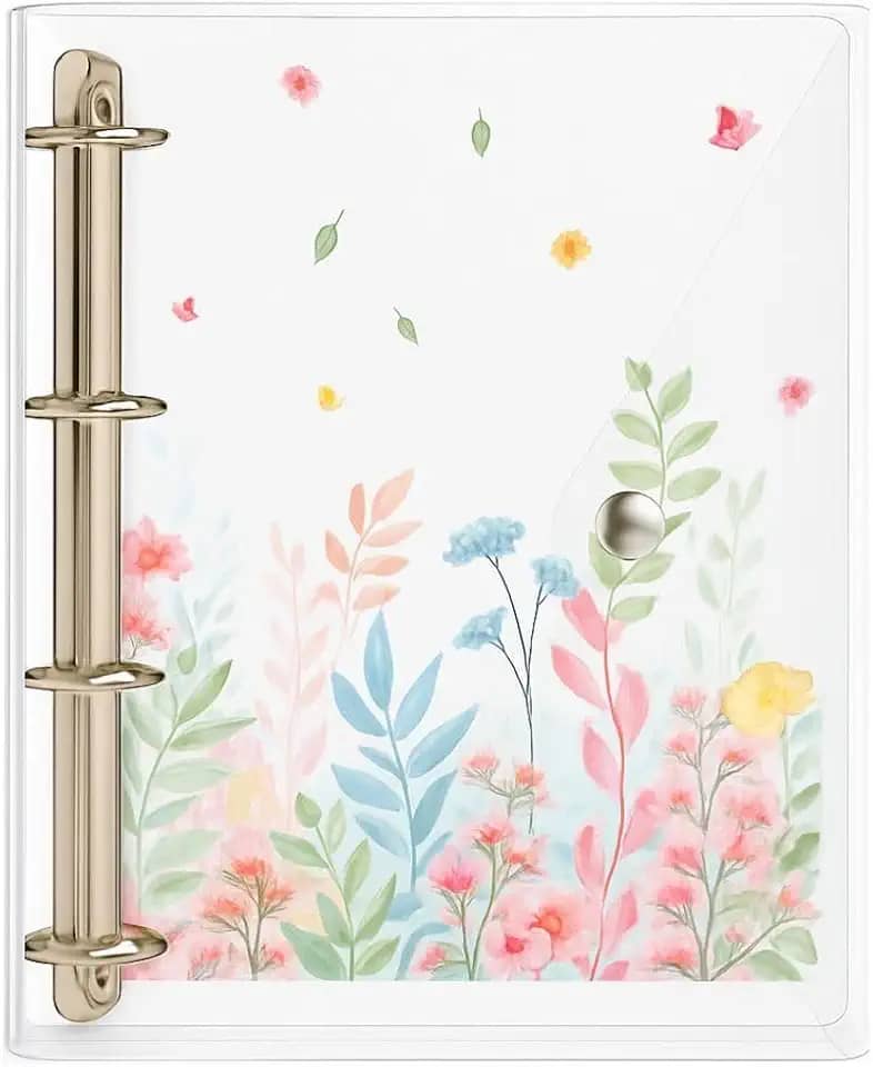 Fichário Universitário Pasta Organizadora 4 Argolas Transparente Escolha Sua Capa (Flores)