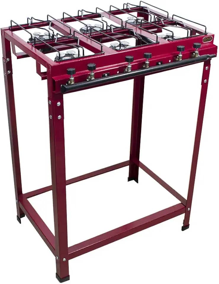 Fogão 6 Bocas Industrial Alta Pressão com Mangueira Roa