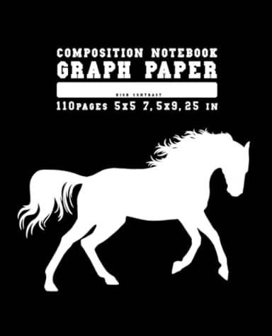 COMPOSITION NOTEBOOK│GRAPH PAPER 5x5│110Pages 7,5x9,25in׀HIGH CONTRAST: HORSE-PATTERN׀ Journal For Me│School, College, University│Math, Physics, Biology, Zoology׀Study&Teaching׀Mixed-Media Students