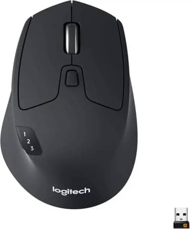 Mouse sem fio Logitech M720 Triathlon com Conexão USB Unifying ou Bluetooth com Easy-Switch para até 3 Dispositivos, 1000 DPI, 6 Botões Programáveis e Pilha Inclusa