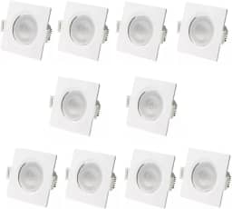 Kit 10 Spot Led Cob Direcionável Embutir Quadrado Branco Quente 3000k 7w
