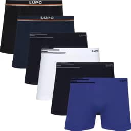 Kit 6 Cuecas Boxer Lupo Microfibra Poliamida Sem Costura Adulto Masculino