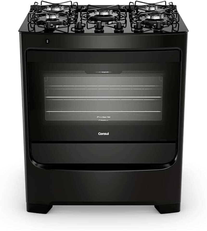 Fogão 5 bocas Consul mesa de vidro preto - CFS5VBE Bivolt