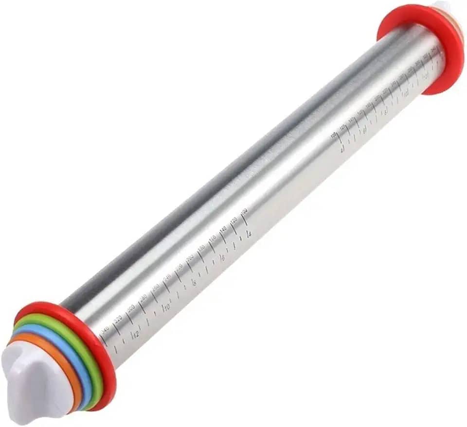 Rolo de Massa Profissional c/Discos Medidas Ajustáveis Inox