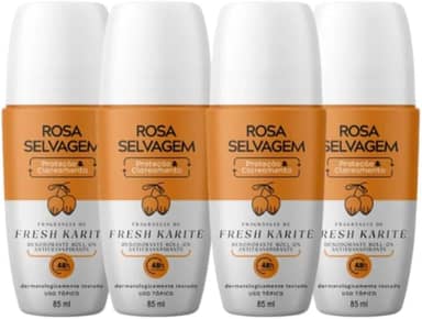 Kit 4 Desodorantes Roll-on Clareador Rosa Selvagem Karite 85ml