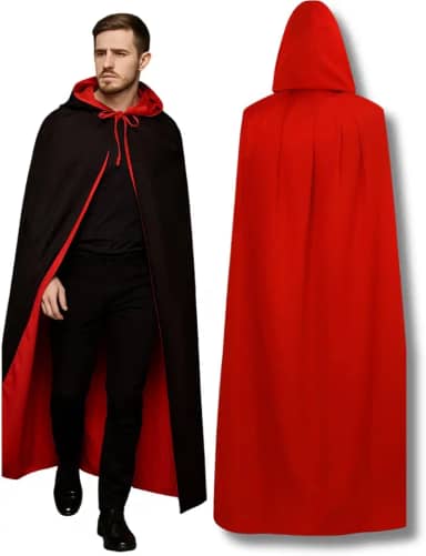 Capa Dupla Face Vampiro Bruxa Fantasia Halloween Festas Luxo Adulto Masculino Feminino
