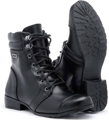 Bota Militar Feminina Cano Médio Confortável Estilo Coturno