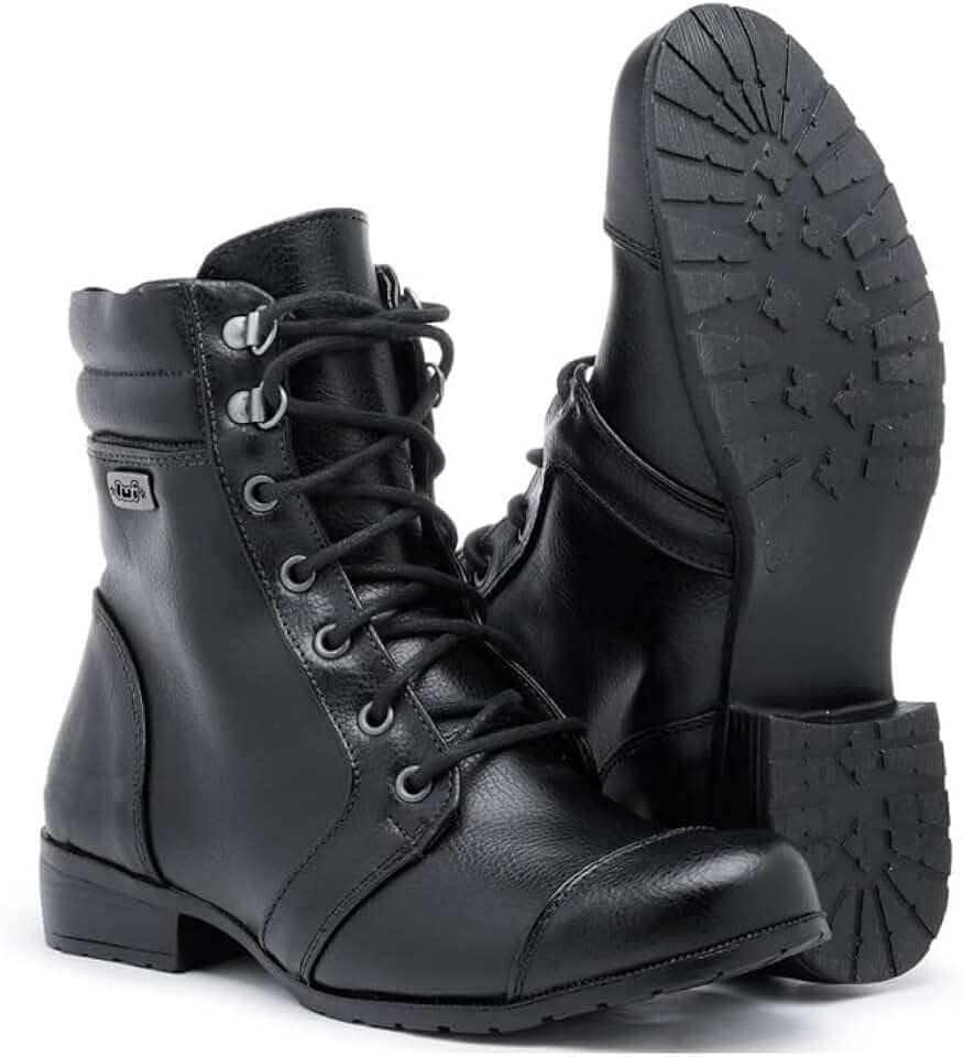 Bota Militar Feminina Cano Médio Confortável Estilo Coturno