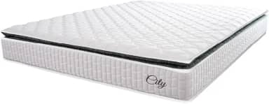 Colchão Casal Molas Ensacadas City Pillow Top 138x188x23cm Branco/Preto Hellen - Suporta até 110kg por Pessoa