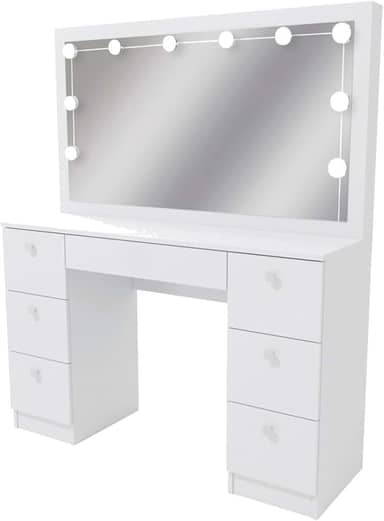 Penteadeira Ditália 7 Gav. Pe-80 Branco c/Kit Luz Camarim