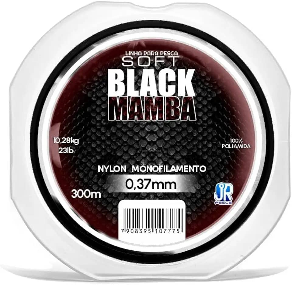 JR Pesca Linha Soft Black Mamba 0,37mm 300m Alta Resistência Baixa Memória e Performance Superior